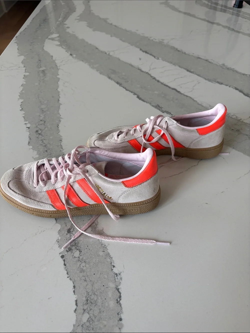 Pink and Coral Women's Adidas Spezial  Sneakers